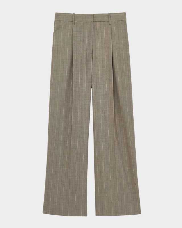 Tallulah Pleated High-Rise Pinstripe Pants
